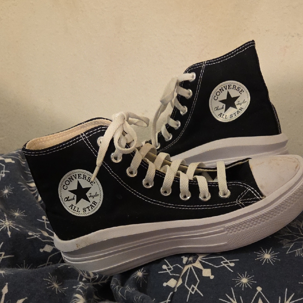 Converse Black & White High-Top Platform Sneakers